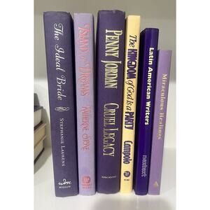Lot of 5 Hardcover Purple Hues Mix Books for Staging Prop Decor Modern Design